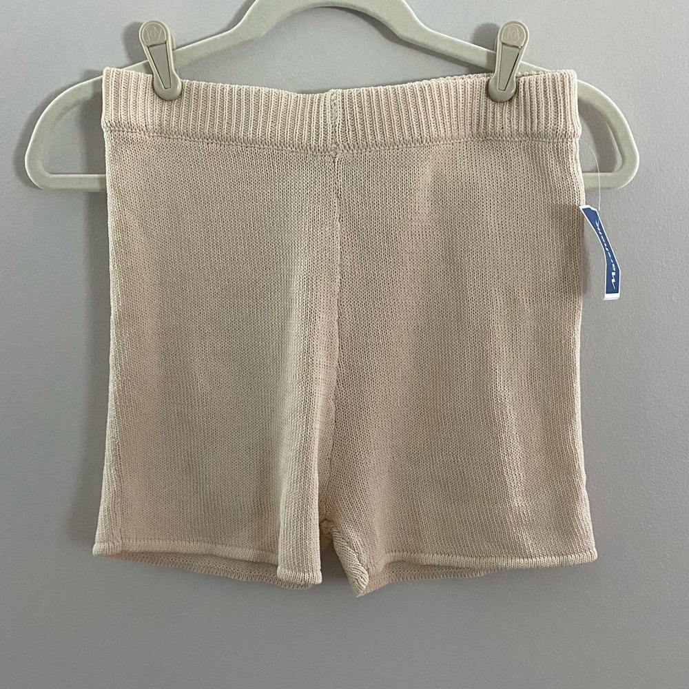 Zara Knitted Sheer Cream High Waisted Shorts